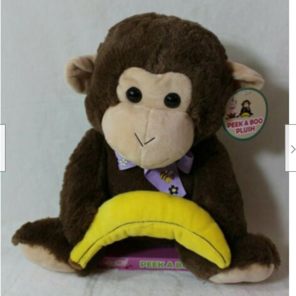 Hug Fun Peek A Boo Monkey With Banana Brown Beige
